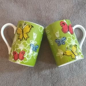 Konitz set of 2 Butterfly floral mugs